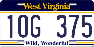 WV license plate 1OG375