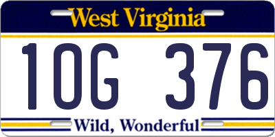 WV license plate 1OG376