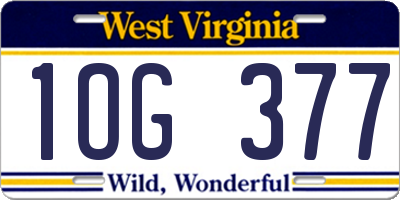 WV license plate 1OG377