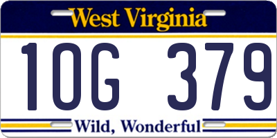 WV license plate 1OG379