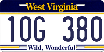 WV license plate 1OG380