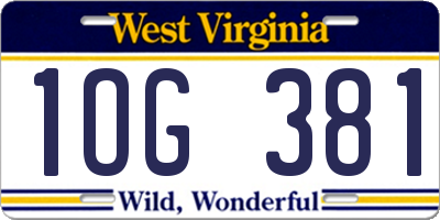 WV license plate 1OG381