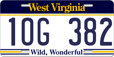 WV license plate 1OG382