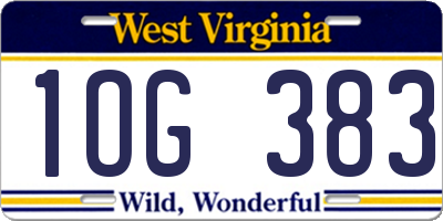 WV license plate 1OG383
