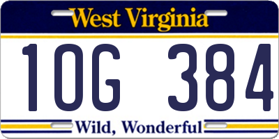 WV license plate 1OG384