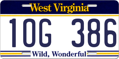 WV license plate 1OG386