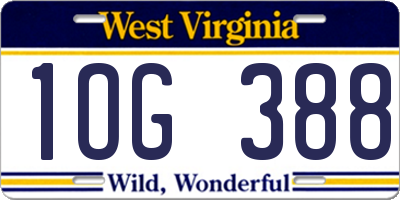 WV license plate 1OG388