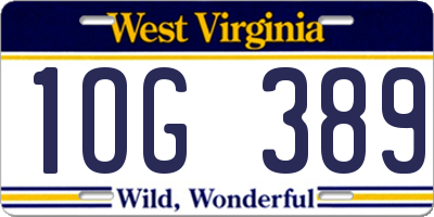 WV license plate 1OG389