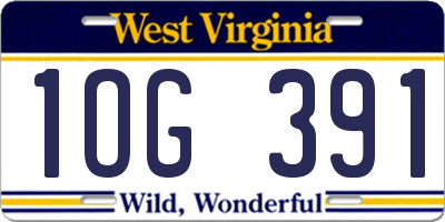 WV license plate 1OG391