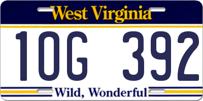 WV license plate 1OG392