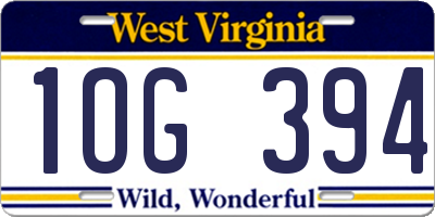 WV license plate 1OG394