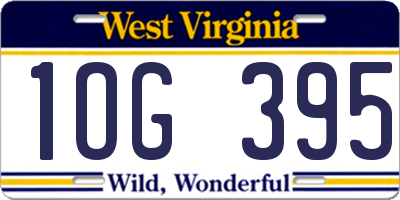 WV license plate 1OG395
