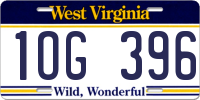 WV license plate 1OG396