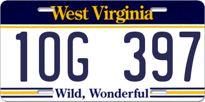 WV license plate 1OG397
