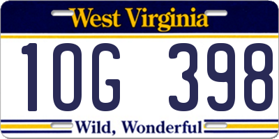 WV license plate 1OG398