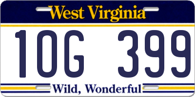 WV license plate 1OG399