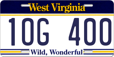 WV license plate 1OG400