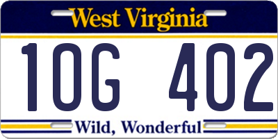 WV license plate 1OG402