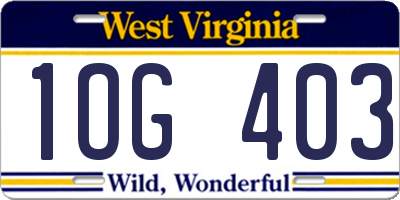 WV license plate 1OG403