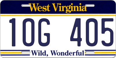 WV license plate 1OG405