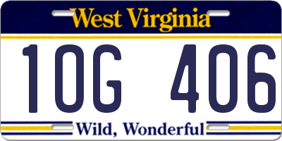 WV license plate 1OG406
