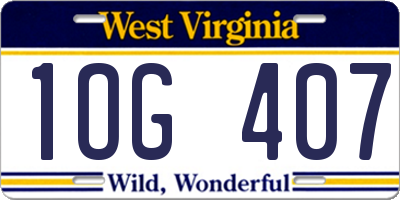 WV license plate 1OG407