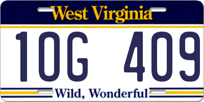 WV license plate 1OG409