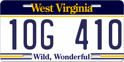 WV license plate 1OG410