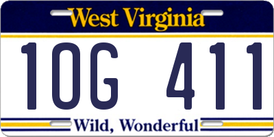 WV license plate 1OG411