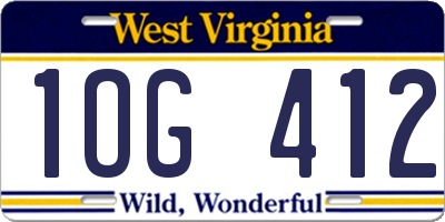 WV license plate 1OG412