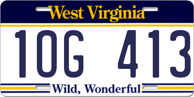 WV license plate 1OG413