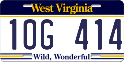 WV license plate 1OG414
