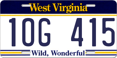 WV license plate 1OG415