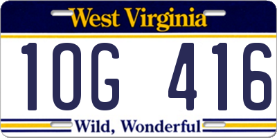 WV license plate 1OG416