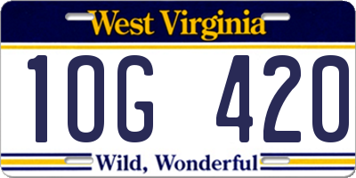 WV license plate 1OG420