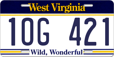 WV license plate 1OG421