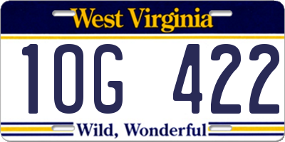 WV license plate 1OG422