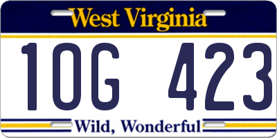 WV license plate 1OG423