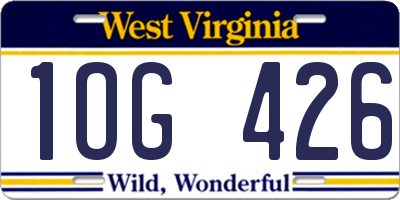 WV license plate 1OG426