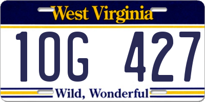 WV license plate 1OG427