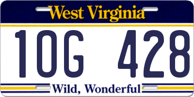 WV license plate 1OG428