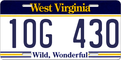 WV license plate 1OG430