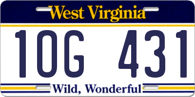 WV license plate 1OG431