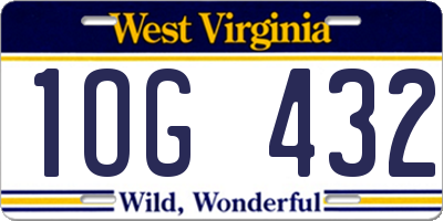 WV license plate 1OG432