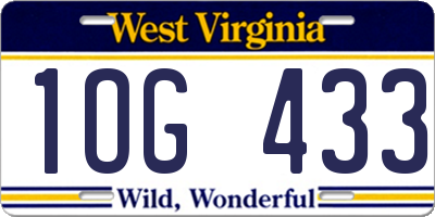 WV license plate 1OG433