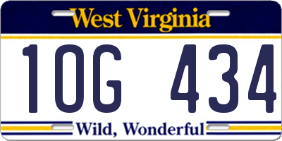 WV license plate 1OG434