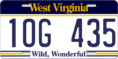 WV license plate 1OG435