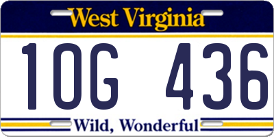 WV license plate 1OG436