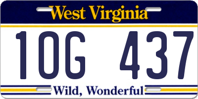 WV license plate 1OG437