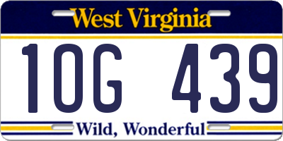 WV license plate 1OG439